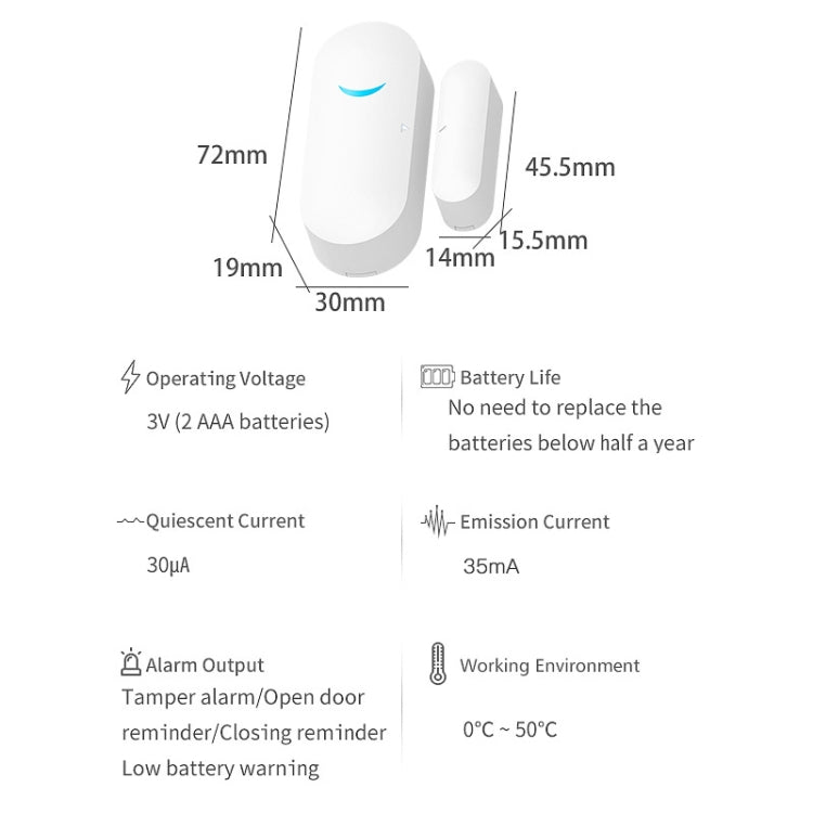 Tuya WiFi Door Magnetic Sensor Remote Intelligent Linkage Doors Windows Switch Anti-alarm APP Reminder Alarm — view 10