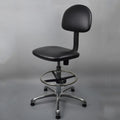 Anti-static Chair Liftable Adjustable Stool PU Leather Backrest Chair With Footrest, Spec: