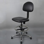 Anti-static Chair Liftable Adjustable Stool PU Leather Backrest Chair With Footrest, Spec: