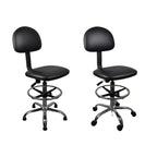Anti-static Chair Liftable Adjustable Stool PU Leather Backrest Chair With Footrest, Spec: — Mobile Wheel 620-820mm