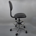 Anti-static Chair Liftable Adjustable Stool PU Leather Backrest Chair With Footrest, Spec: — view 4