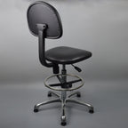 Anti-static Chair Liftable Adjustable Stool PU Leather Backrest Chair With Footrest, Spec: — view 5