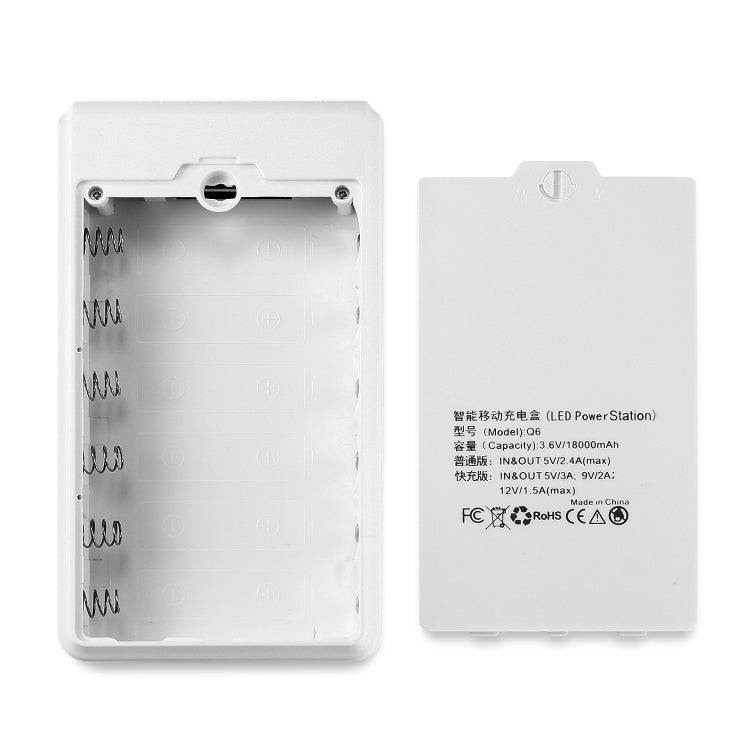 Q6 Removable 6 Sections 18650 Battery Box Charger Case, Style: — Black