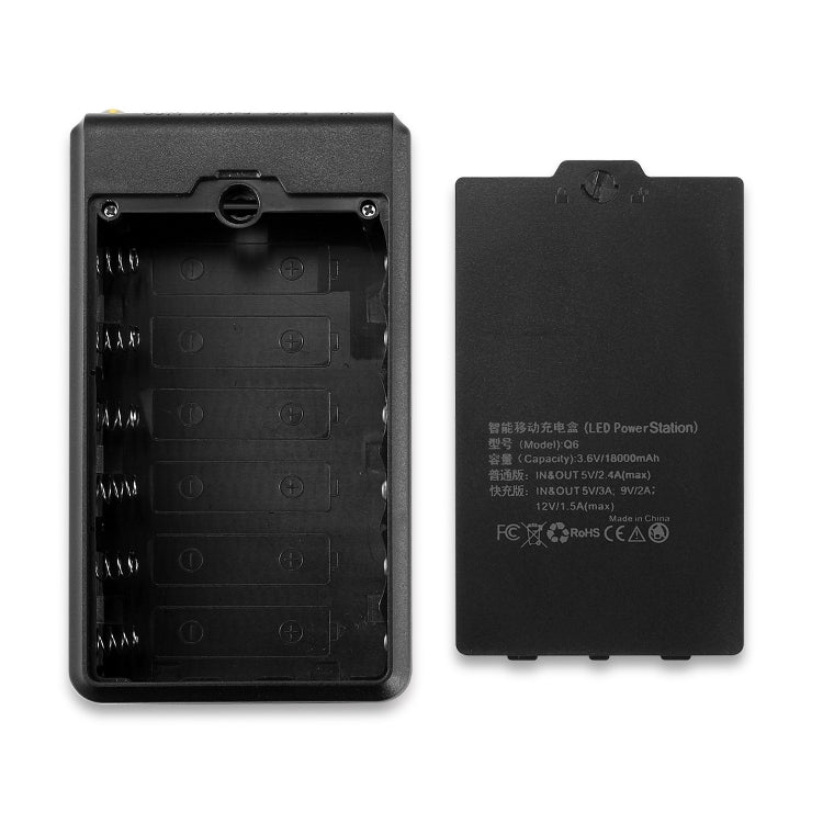 Q6 Removable 6 Sections 18650 Battery Box Charger Case, Style: — Flash/Fast Charge