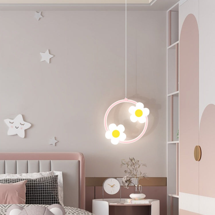 Children Room Bedside Warm Sunflower Chandelier — Round Green 3 Color Dimmer