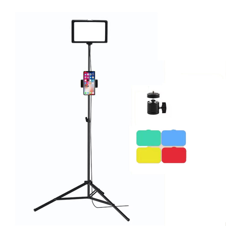 8 Inch 3200-5500K Three-color Temperature Photography Flat-panel Live Fill Light, Spec: — 2.1m Bracket