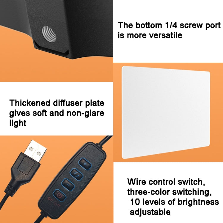 10 Inch 3000-6500K Three-color Temperature Photography Flat-panel Live Fill Light, Spec: — view 12