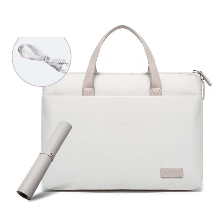 For MacBook 13.3-14 Inches MAHOO 10188 Ultra-Thin Hand Computer Bag Messenger Laptop Bag — Khaki+Gray PU Power Bag