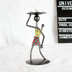 Retro Wrought Iron Man-shaped Candlestick Ornament Restaurant Table Decoration Props