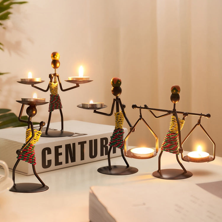 Retro Wrought Iron Man-shaped Candlestick Ornament Restaurant Table Decoration Props — view 9