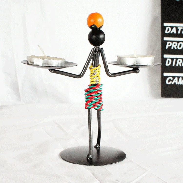 Retro Wrought Iron Man-shaped Candlestick Ornament Restaurant Table Decoration Props — 21