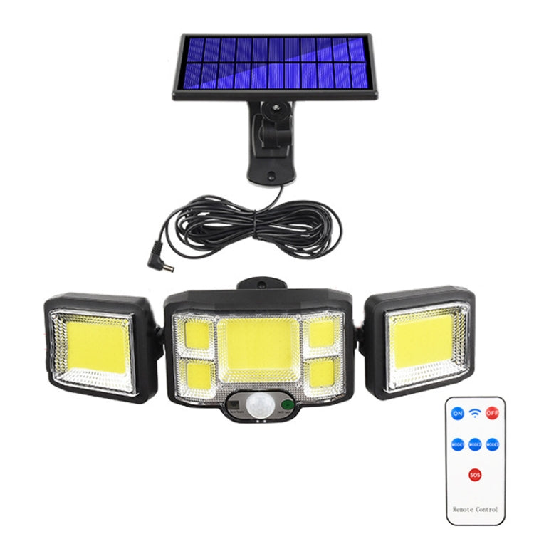 Remote Control Solar Wall Light LED Triple Rotation Sensor Flood Light — 192COB Split