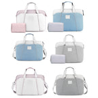 Computer Handheld Messenger Bag For Apple MacBook / Huawei / Xiaomi / Basne — Ladder tape light blue+gray PU power package