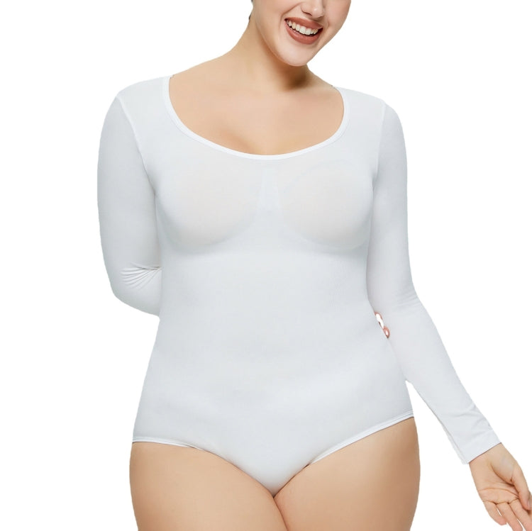 Spring Autumn Women Long-Sleeve O-neck Bodysuit Skinny Elastic Jumpsuits — M