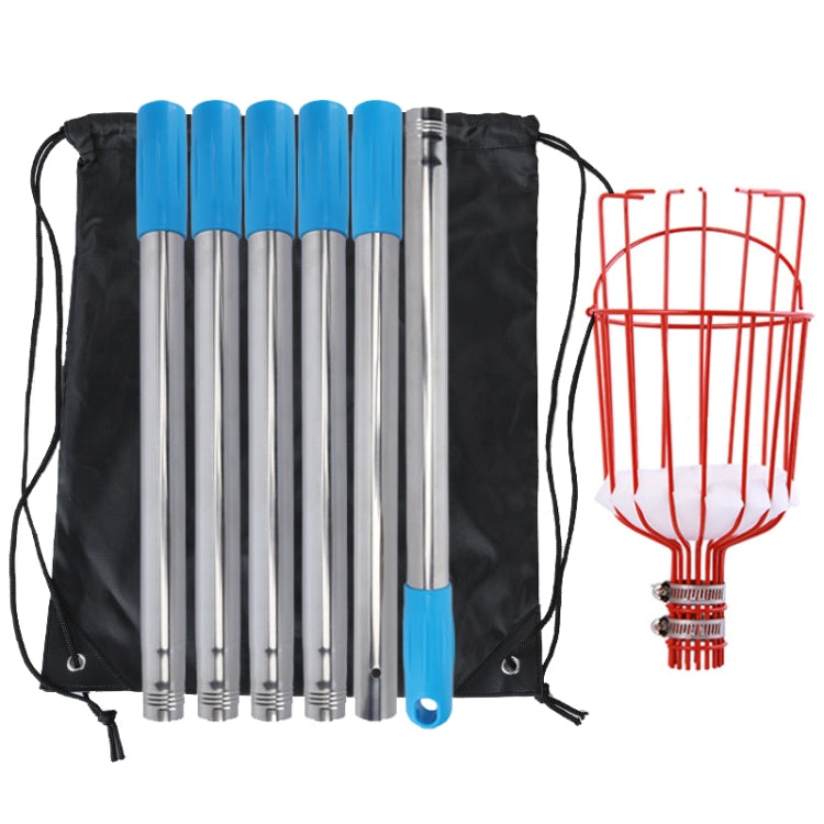 Stainless Steel Aerial Fruit Picker Fruit Picking Tools — With Rod 4 Sections 1.6m