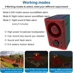 N911N Solar Alarm Infrared Sensor Sound And Light Blast Warning Light Animal Repeller