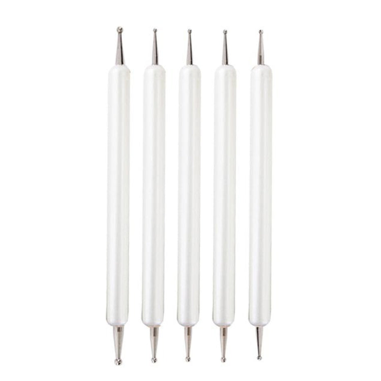 5pcs/set Pottery Tool Indentation Pen Manicure Point Drill Pen — Black