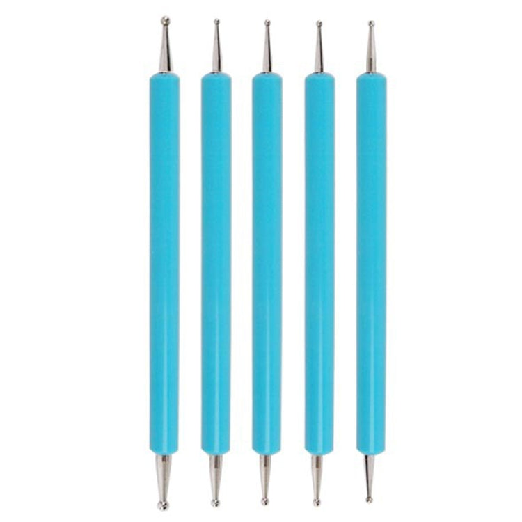 5pcs/set Pottery Tool Indentation Pen Manicure Point Drill Pen — Green