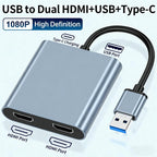 USB, USB-C / Type-C High Definition Converter 4K USB Same Screen Extender, USB 3.0 To Dual HDMI