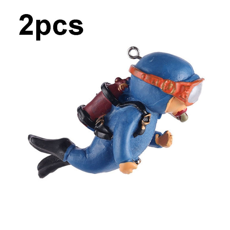 2pcs Fish Tank Diver Aquarium Ornaments Aquascape Decorations — With Camera Orange