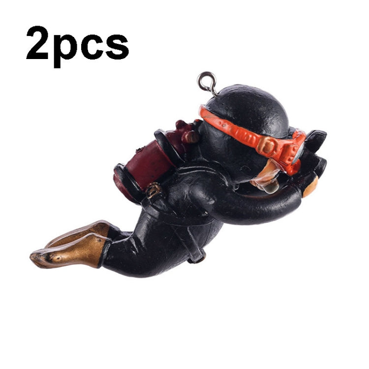 2pcs Fish Tank Diver Aquarium Ornaments Aquascape Decorations — With Camera Blue