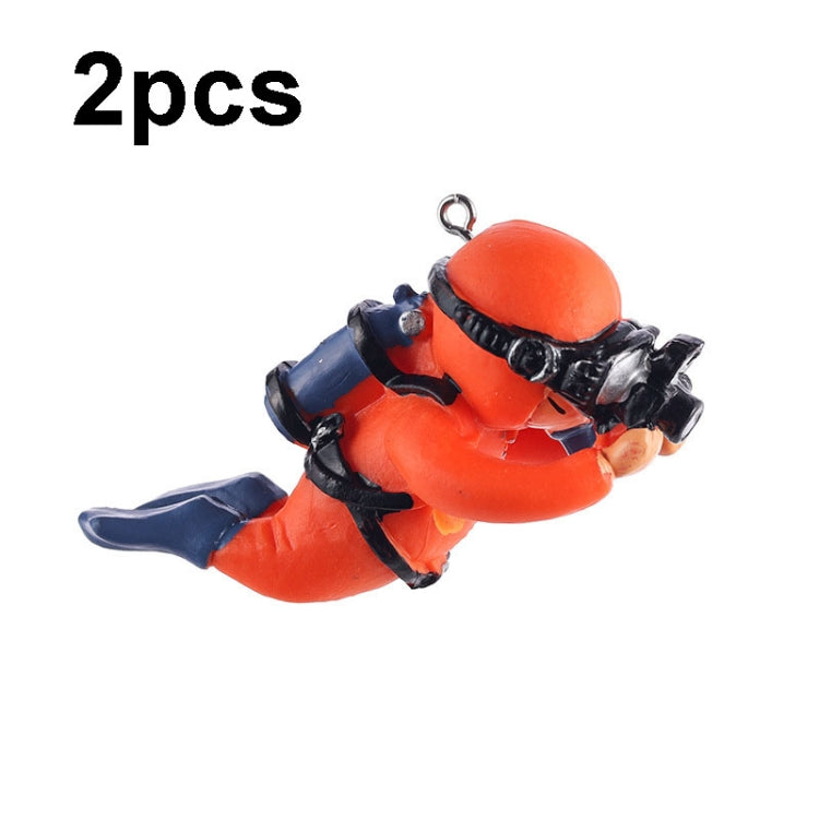 2pcs Fish Tank Diver Aquarium Ornaments Aquascape Decorations — With Camera Green