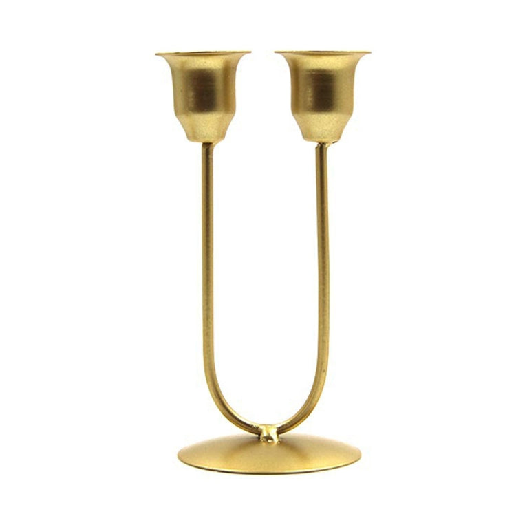 U-shaped Iron Candle Holder Home Dinner Romantic Candle Holder Ornament, Y-shaped Gold — Large U Black