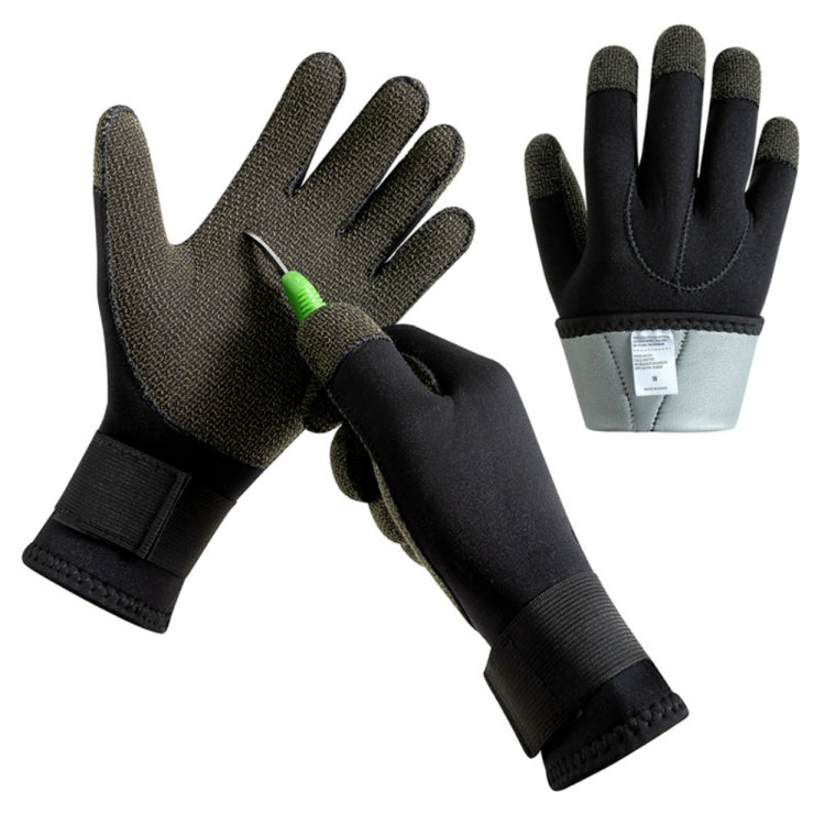1pair 3mm Diving Gloves Swimming Fish Catching Non-slip Anti-stab Gloves For Adult — M