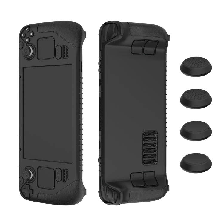 For Steam Deck Game Controller Soft Silicone Protective Cover Case With 4pcs Key Cap — SD001 (Luminous Green)