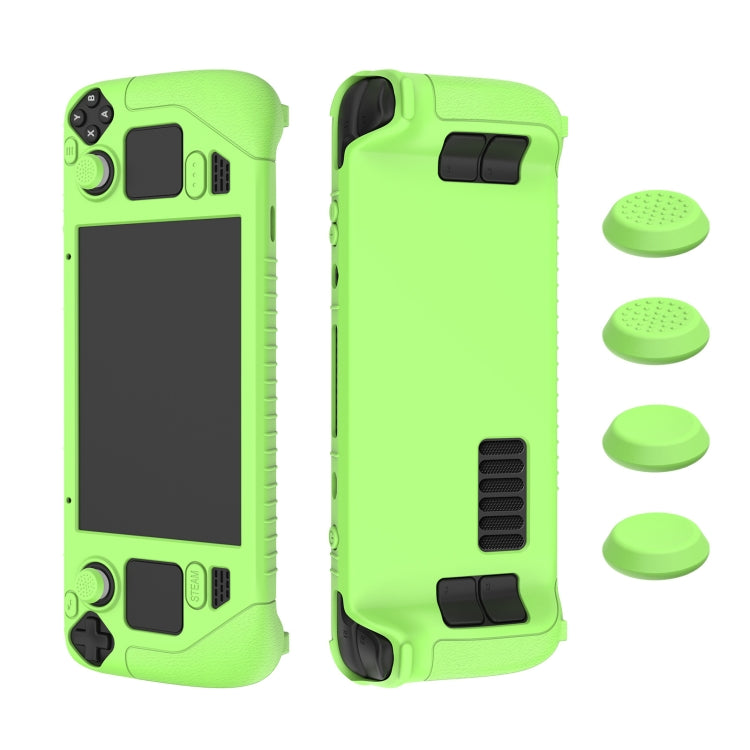 For Steam Deck Game Controller Soft Silicone Protective Cover Case With 4pcs Key Cap — SD001 (Luminous Blue)