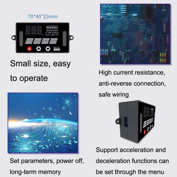 Deek-Robot DMC-331 PWM DC Motor Speed Controller Wide Voltage DC8-55V Speed Regulator