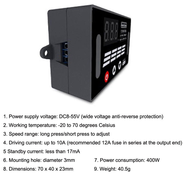 Deek-Robot DMC-331 PWM DC Motor Speed Controller Wide Voltage DC8-55V Speed Regulator