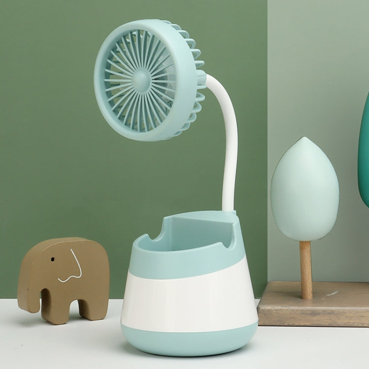 276A USB Charging Desktop Pen Holder Fan with Phone Holder Function Student Dormitory Portable Fan — 276A (Blue)