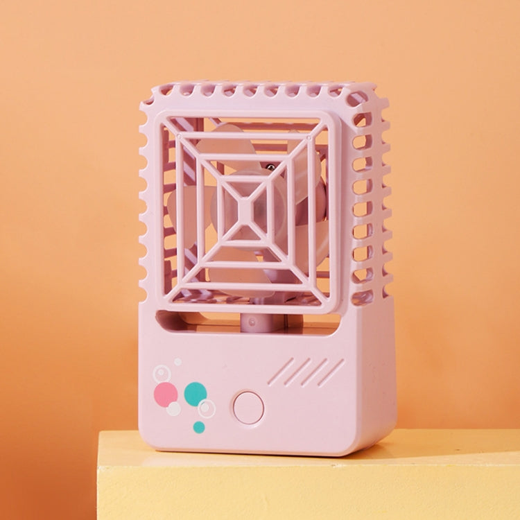 820 Mini Desktop USB Charging Fan Handheld Portable Dormitory Square Small Fan — 820 (Milk White)