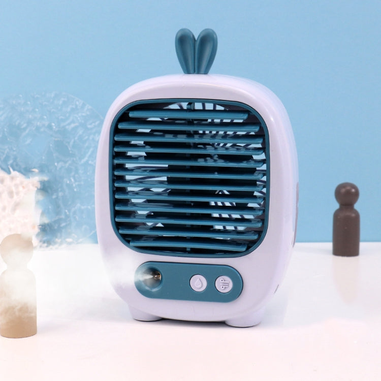 1315 Spray Humidification Hydrating Cartoon Fan USB Charging Desktop Fan — Bunny Pink