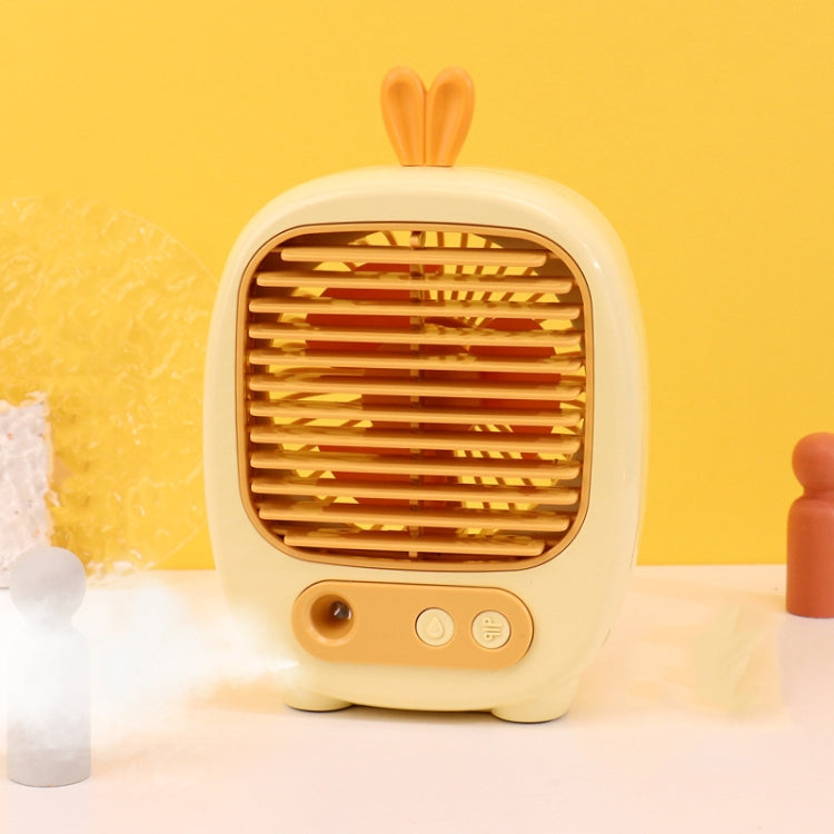 1315 Spray Humidification Hydrating Cartoon Fan USB Charging Desktop Fan — Bunny Green
