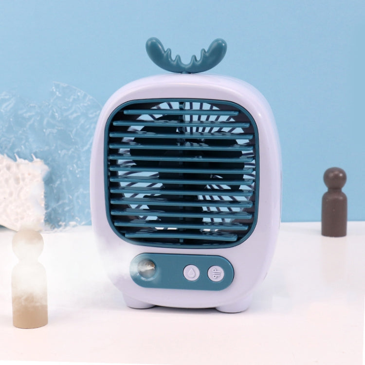 1315 Spray Humidification Hydrating Cartoon Fan USB Charging Desktop Fan — Deer Pink