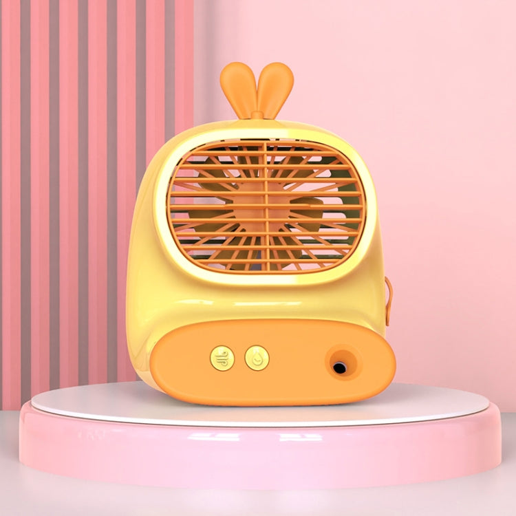 CS1319 Desktop Small Hydrating Spray Cartoon Fan Rechargeable Silent Humidifying Fan — Bunny Blue