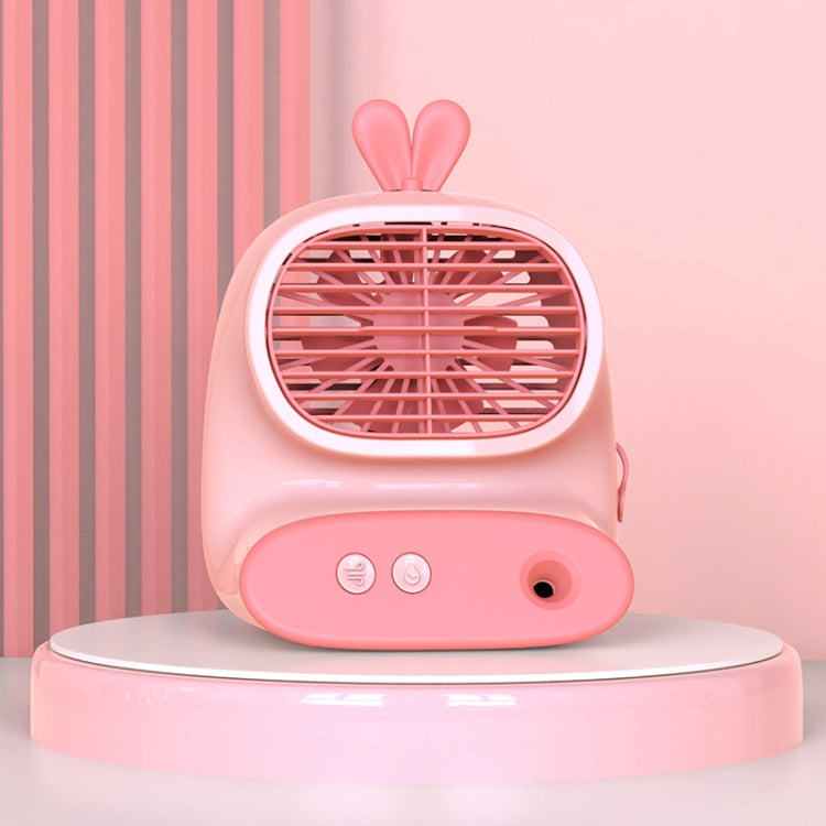 CS1319 Desktop Small Hydrating Spray Cartoon Fan Rechargeable Silent Humidifying Fan — Bunny Yellow