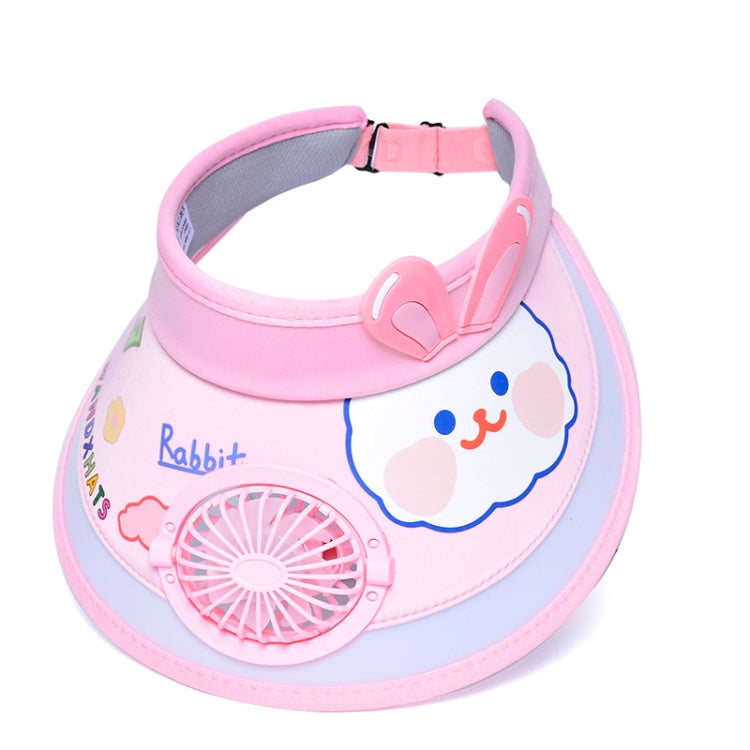 XBG-1053 With Fan Children Sun Hat Cartoon Sunscreen Empty Hat — Purple Bunny