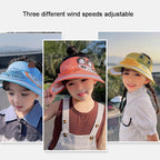 XBG-1053 With Fan Children Sun Hat Cartoon Sunscreen Empty Hat