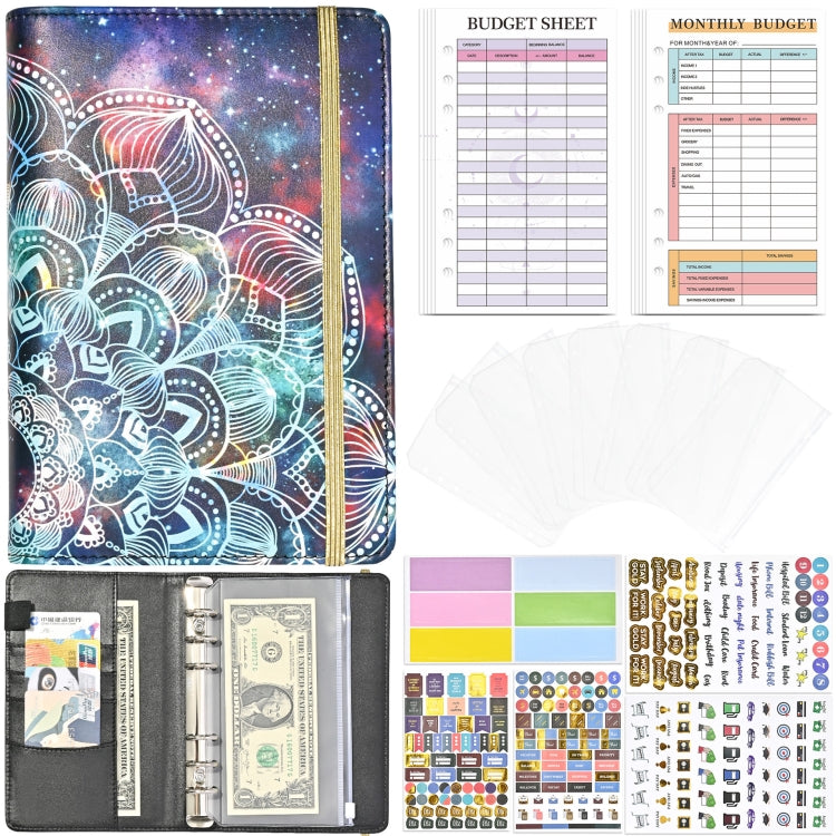 A6 Mandala Binder Financial Plan Notebook PU Leather Cash Budget Book