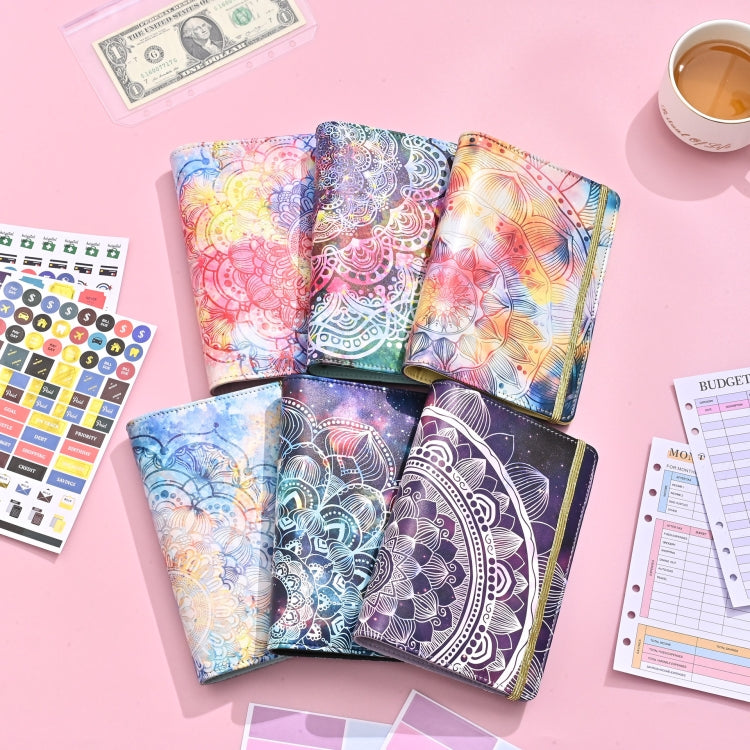 A6 Mandala Binder Financial Plan Notebook PU Leather Cash Budget Book