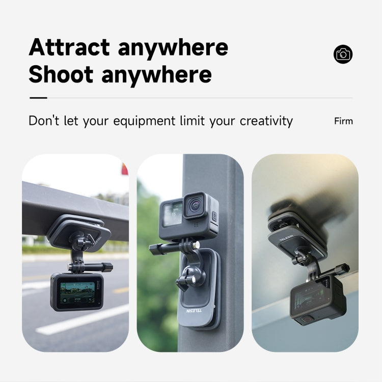 TELESIN 360 Degree Rotation Magnetic Backpack Clip Clamp Mount For Action Camera