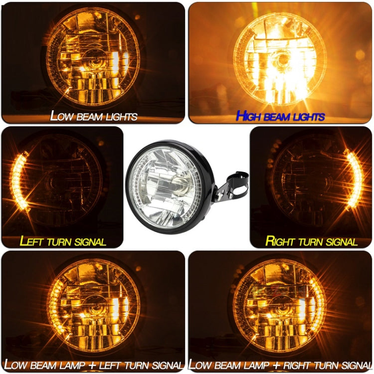 Motorcycle 7 Inch LED Headlight Angel Ring With Steering Function
