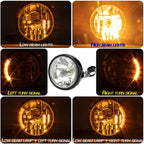 Motorcycle 7 Inch LED Headlight Angel Ring With Steering Function