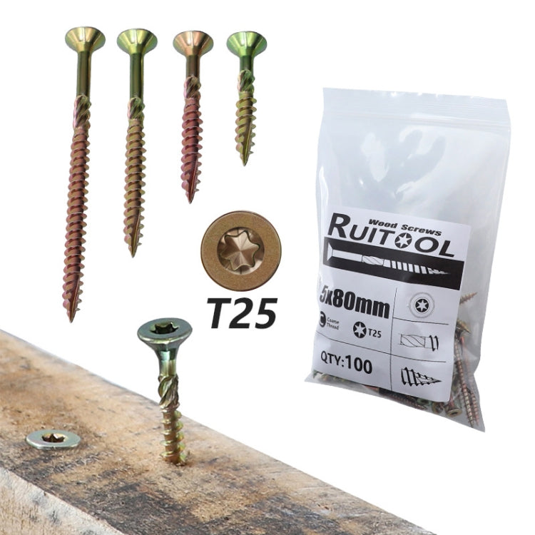 RUITOOL T25 100pcs Woodworking Screws Torx Self Tapping Screws — view 13