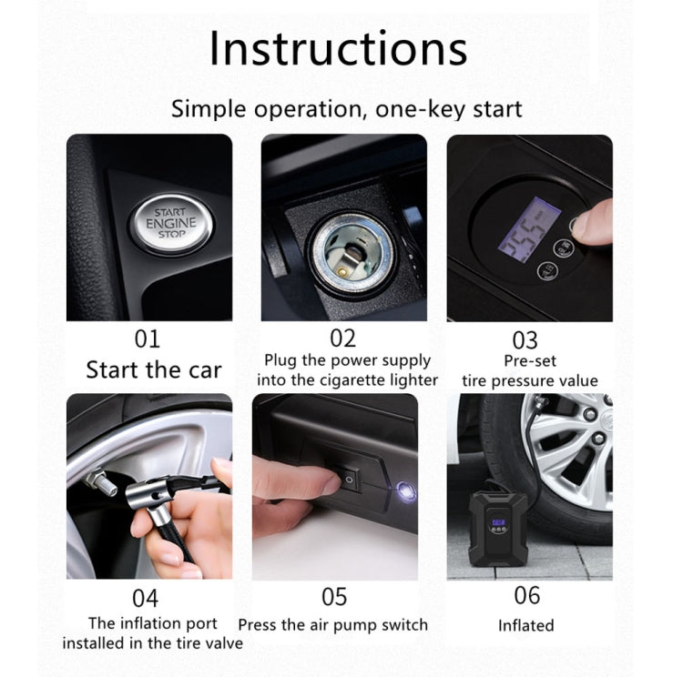 SUITU ST-818 DC 12V Wired Car Air Pump Tire Inflator With LED Lighting
