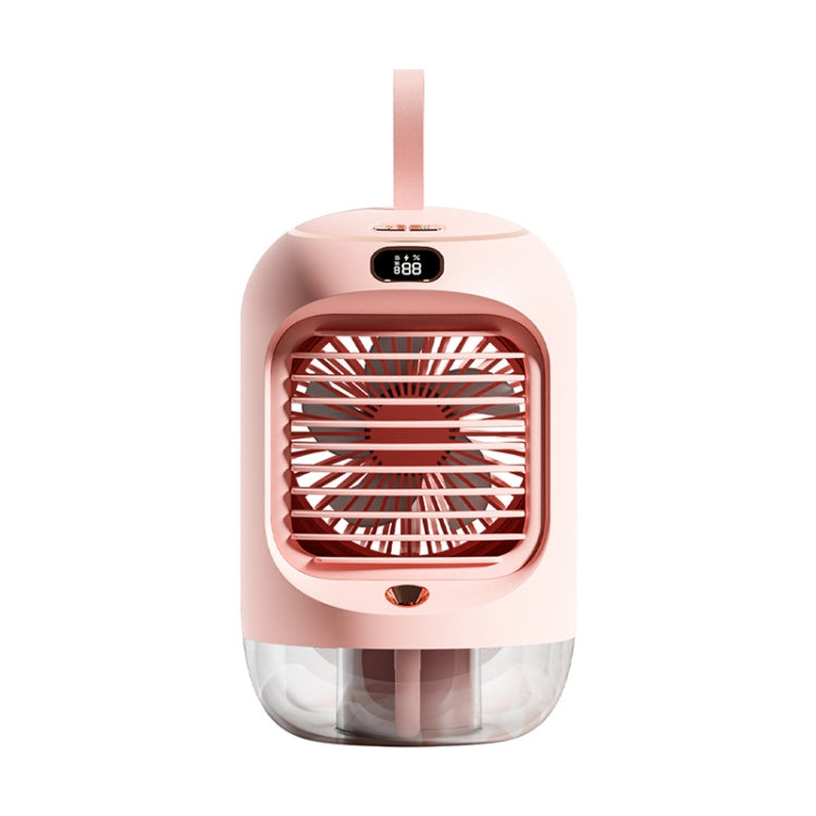 RD22 Rotating Humidification Fan Warm Light Atmosphere Light Automatic Shaking Head with Digital Display Air Cooler — White