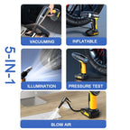 5 In 1 60W Double Motor Car Vacuum Cleaner With Blowing Air Pump Pressure Measuring Lighting Function